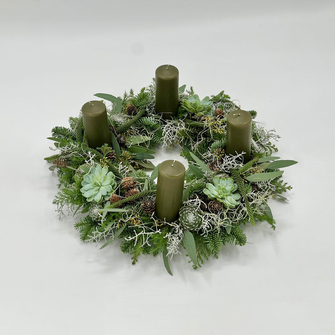 Adventskrans med bloklys